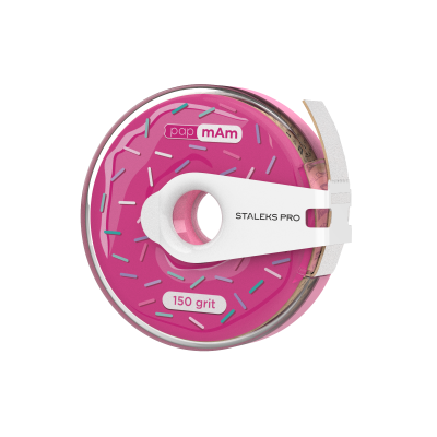 Disposable white abrasive tape papmAm EXPERT 150 grit in a plastic case
